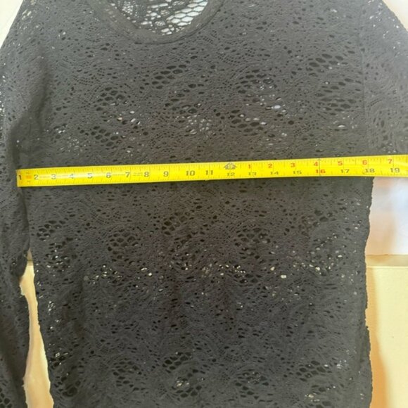 IRO Crochet Lace Cotton Blend Sweater Crew Neck Knit Long Sleeves Sheer Black 40 - Picture 15 of 16